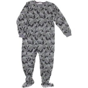 Komar Kids Boys Gray Camo Fleece Blanket Sleeper Footed Pajamas Size 10-12 Large